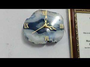 Agate slice watch use as wall clock and table clock with wooden stand 1000 rs remove negative energy